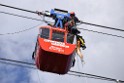 Koelner Seilbahn Gondel blieb haengen Koeln Linksrheinisch P327